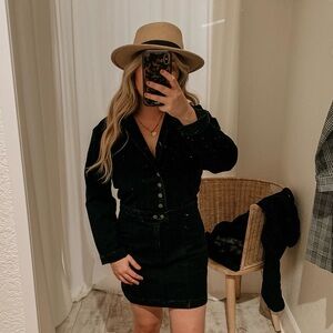 GRLFRND Black Denim Long Sleeve Mini Dress